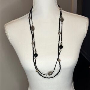 Elegant Black and Silver Beaded Necklace